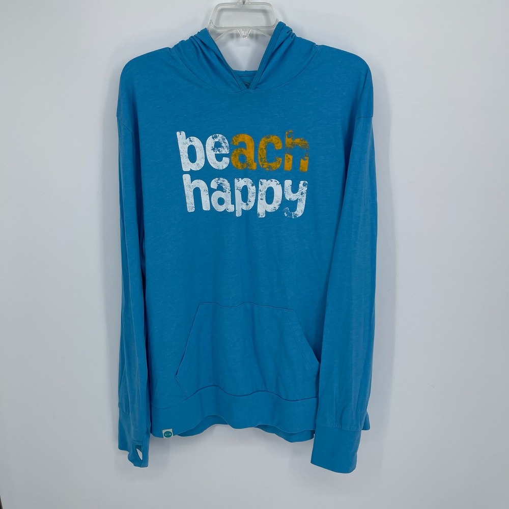 30A‎ Gear Men's Blue Beach Happy Graphic Recycled Hoodie Sweatshirt Size XXL